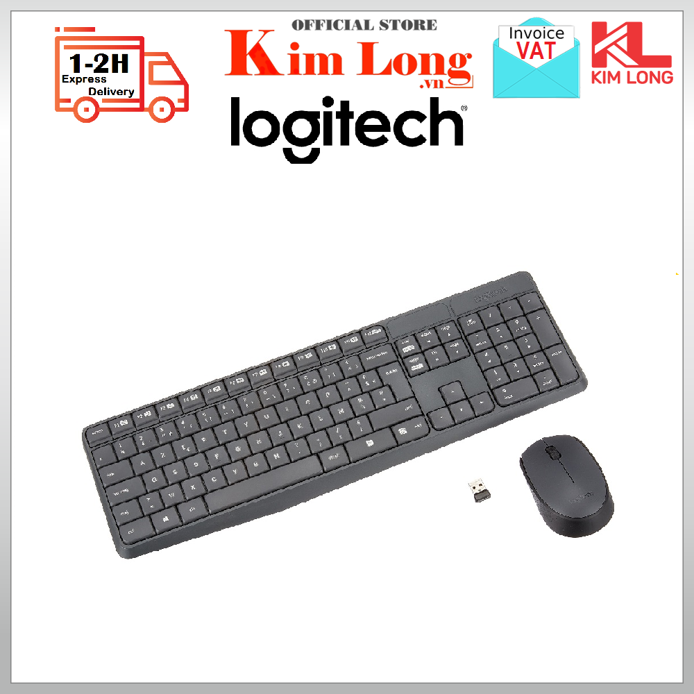 Bàn phím chuột Logitech MK235 Kết nối Không dây Usb 2.4 GHz, Chống đổ tràn - Bảo hành 12 tháng chính hãng