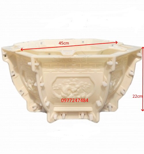 Khuôn đúc chậu cảnh abs lục giác 45 ko đôn thân bầu cao 22cm