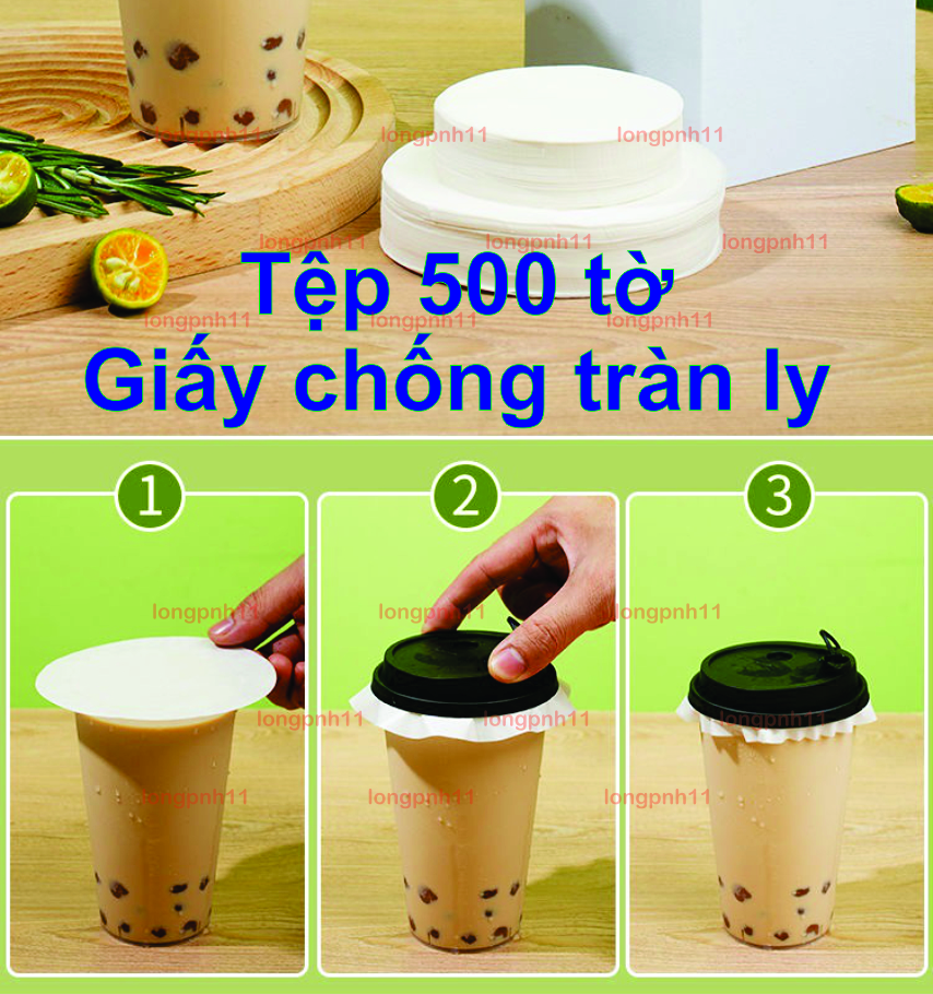 Set 500 giấy lót chống tràn hình tròn cho cốc cà phê, giấy lót đế bánh bao dimsum hai mặt cắt sẵn hình tròn