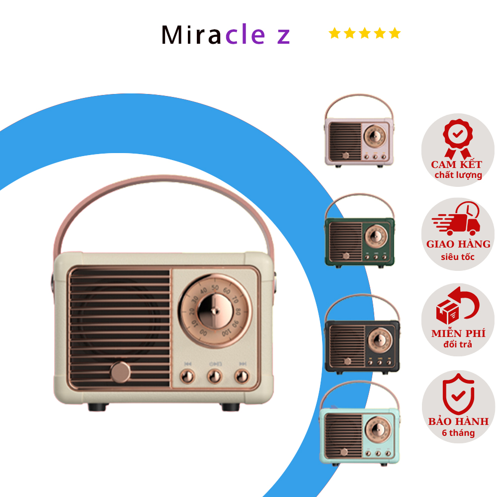 Loa mini Bluetooth 5.0, kết nối Bluetooth không dây âm trầm kiểu retro, hỗ trợ phích cắm đĩa U, phích cắm thẻ nhớ TF, nhỏ và di động