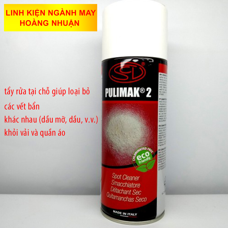 [HCM]Bình xịt tẩy dầu mỡ Pulimak 2 tẩy rửa các vết dầu mỡ bám vết bẩn trên vải của MADE IN ITALYA