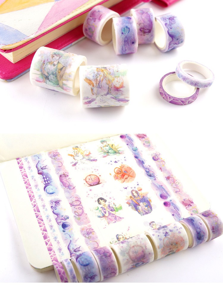 Set 8 Cuộn Băng Dính Washi Tape Size nhỏ Nhiều Họa Tiết Đẹp, Độc Đáo Dùng Trang Trí Sổ Tay, Sổ Nhật Ký, Sổ Kế Hoạch M2