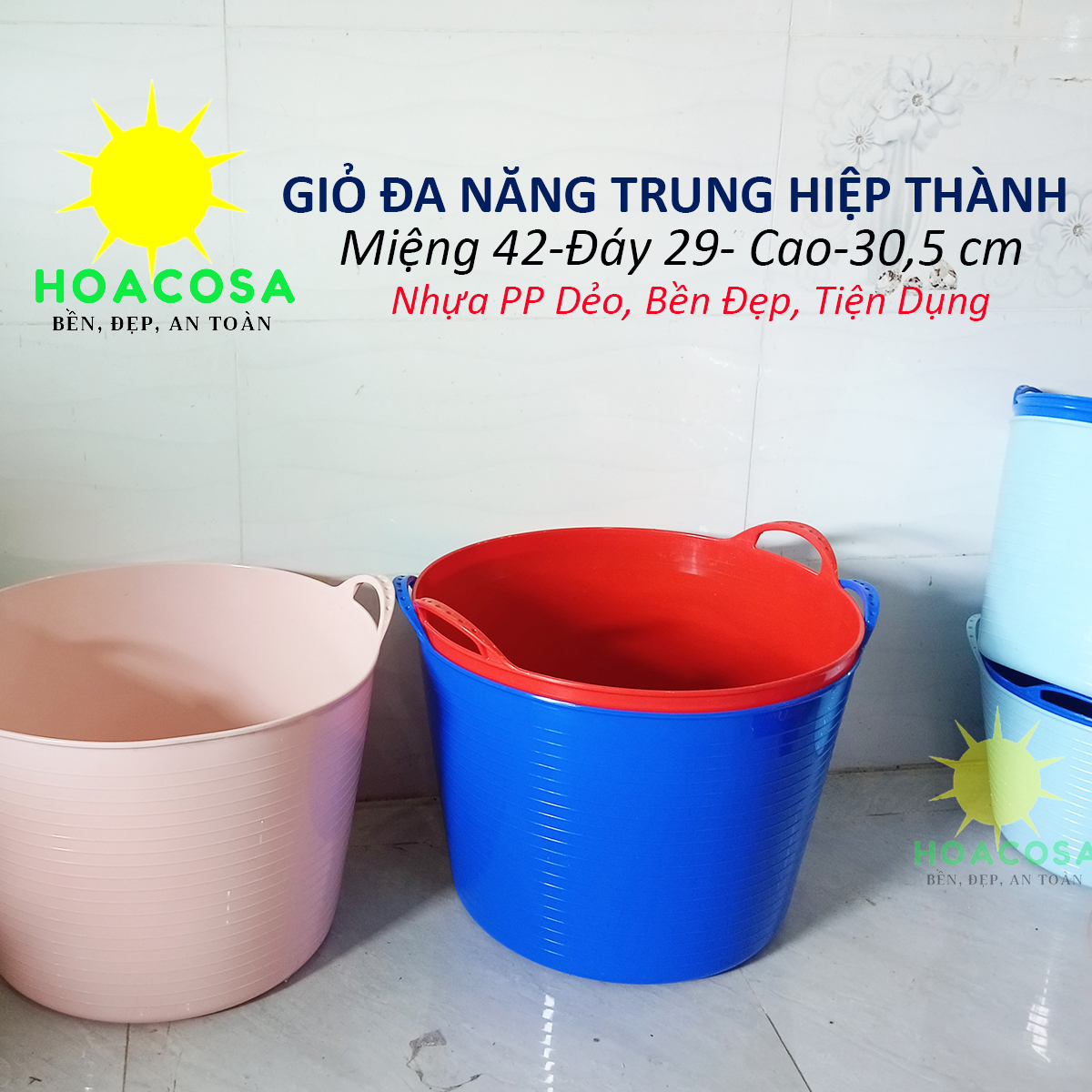 Giỏ Nhựa Đựng Đồ Cỡ Trung Hiệp Thành, Dẻo Dai, Bền Bỉ, Tiện Dụng- Đồ Gia Dụng Hoacosa