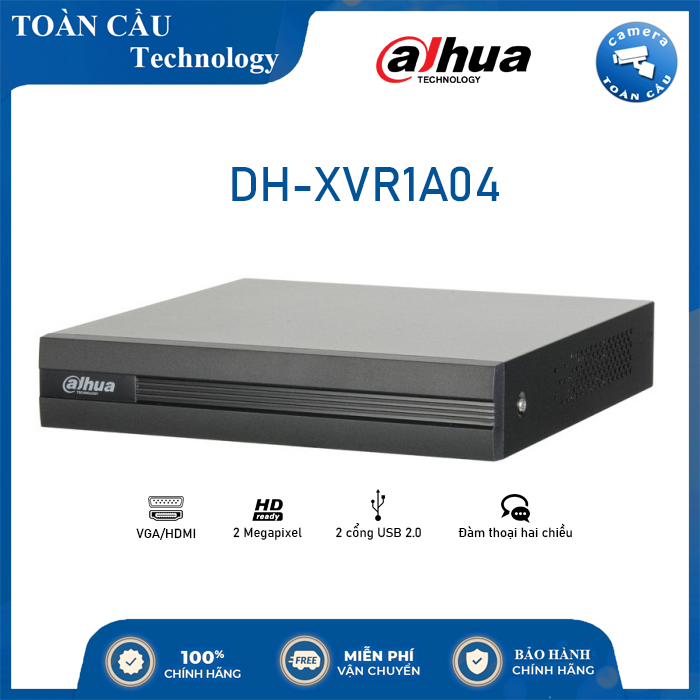 Đầu ghi hình hdcvi/tvi/ahd và ip 4 kênh dahua dh-xvr1a04 - camera toàn cầu