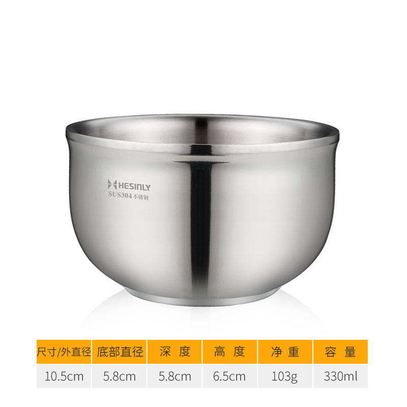 Bát inox 304 gia dụng cho trẻ em bát canh nhỏ có nắp đậy hai lớp cơm cách nhiệt lớn bát ăn liền kín