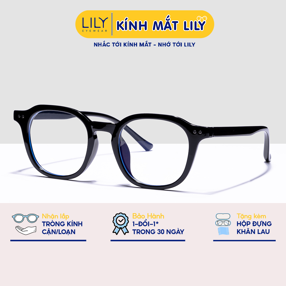 Gọng Kính Cận Tròn Nam Nữ Lilyeyewear Chất Liệu Nhựa Dày Dặn Mắt Giả Cận Thời Trang 20325