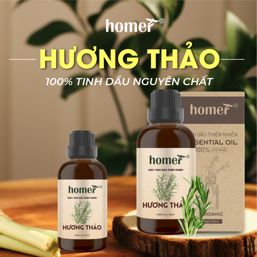 Tinh dầu thiên nhiên Hương Thảo Anh Homer - Dung tích 20ml / 100ml - Đạt chuẩn kiểm định cao cấp - An toàn cho sức khỏe - Đa công dụng