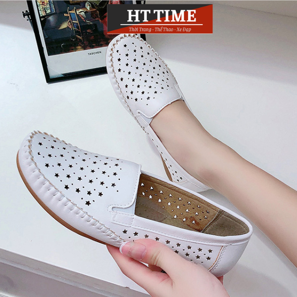 Giày Lười Mọi Nữ Da Đế Mềm Êm Chân Thoáng Khí Họa Tiết Trẻ Trung Cao Cấp Thời Trang Hàn Quốc