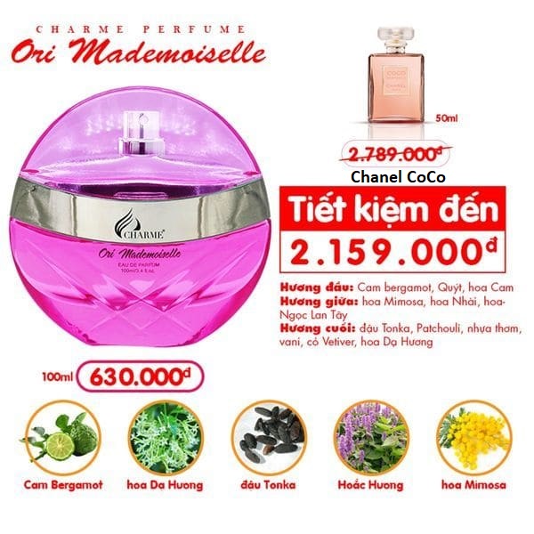 Nước hoa charme_ori_madmoiselle 50ml - 100ml