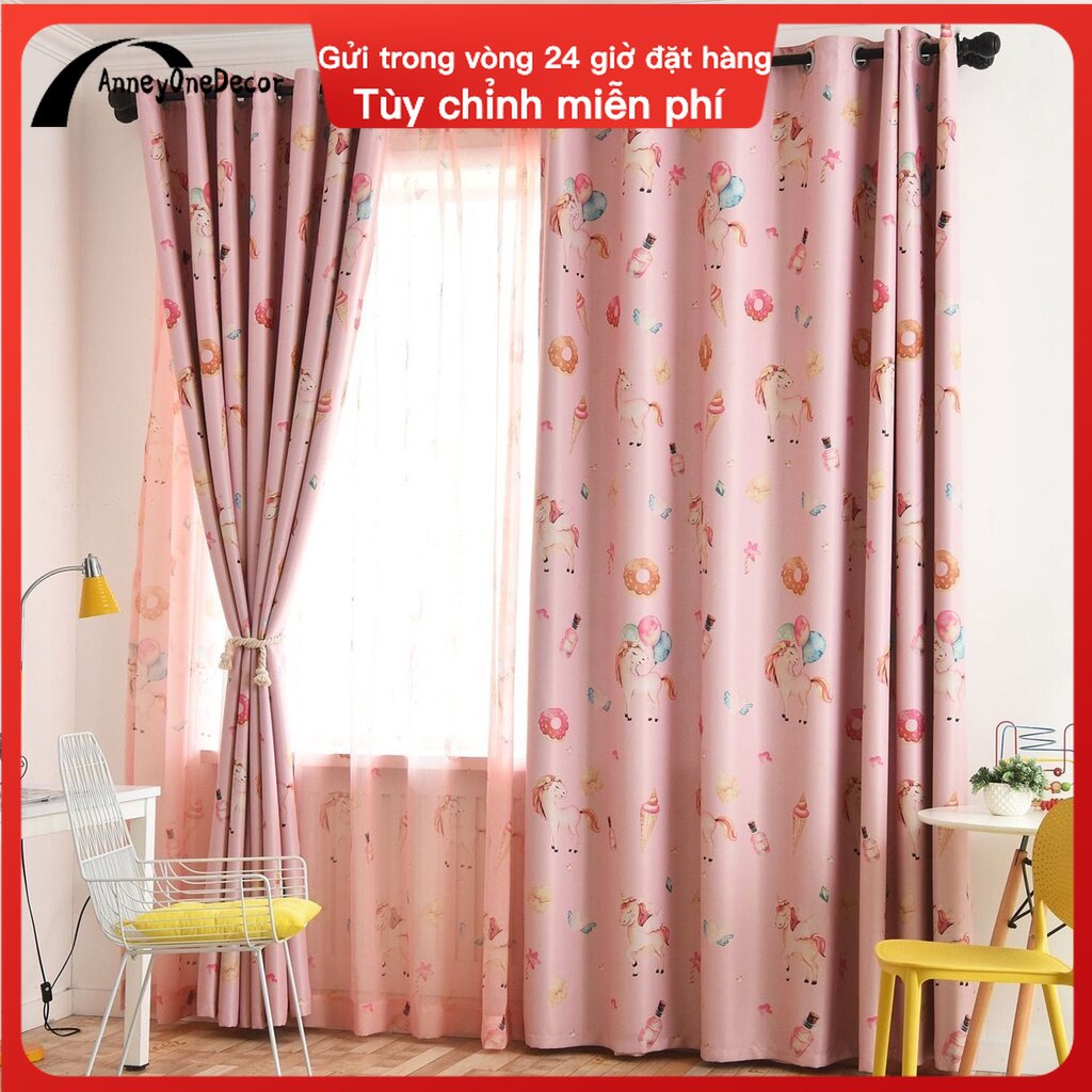 Ready Stock Lovely Cartoon Unicorn Children Window Treatment Blackout