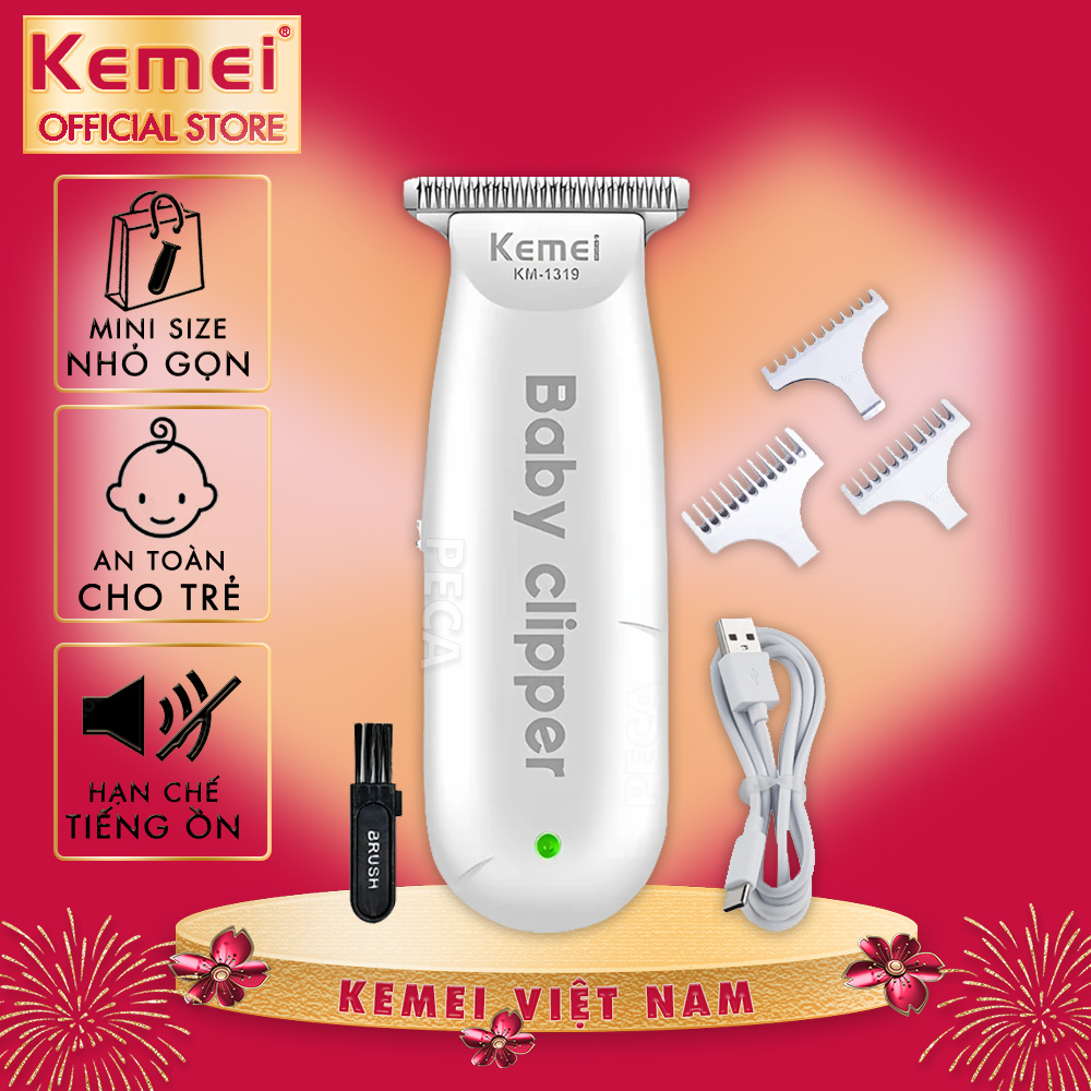 Tông đơ cắt tóc trẻ em mini Kemei KM-1319 có thể cắt tóc, chấn viền kích thước nhỏ gọn êm ái có thể dùng cho trẻ sơ sinh - Hàng chính hãng