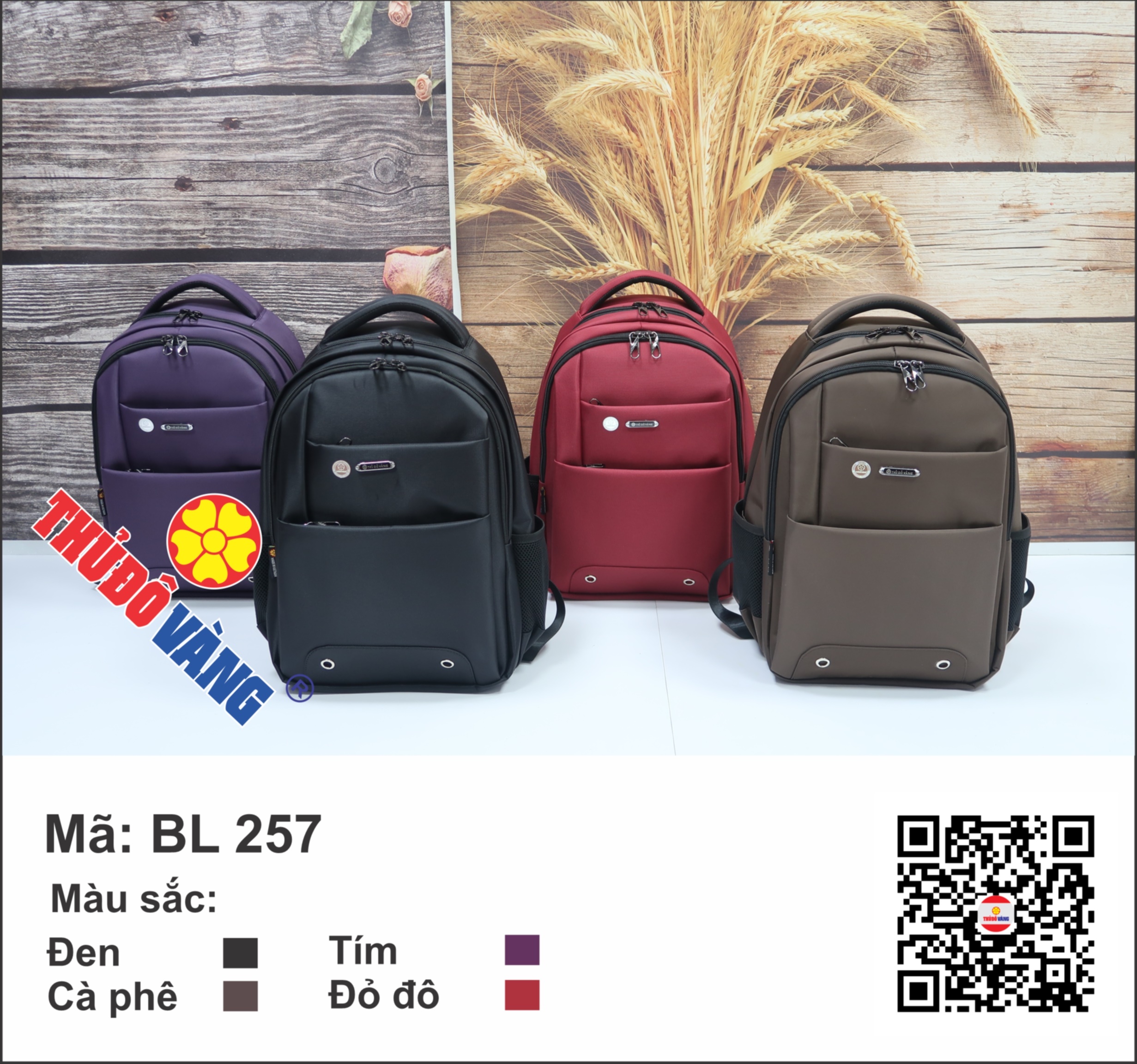 Ba lô laptop thủ đô vàng cỡ trung mã bl 257 các màu