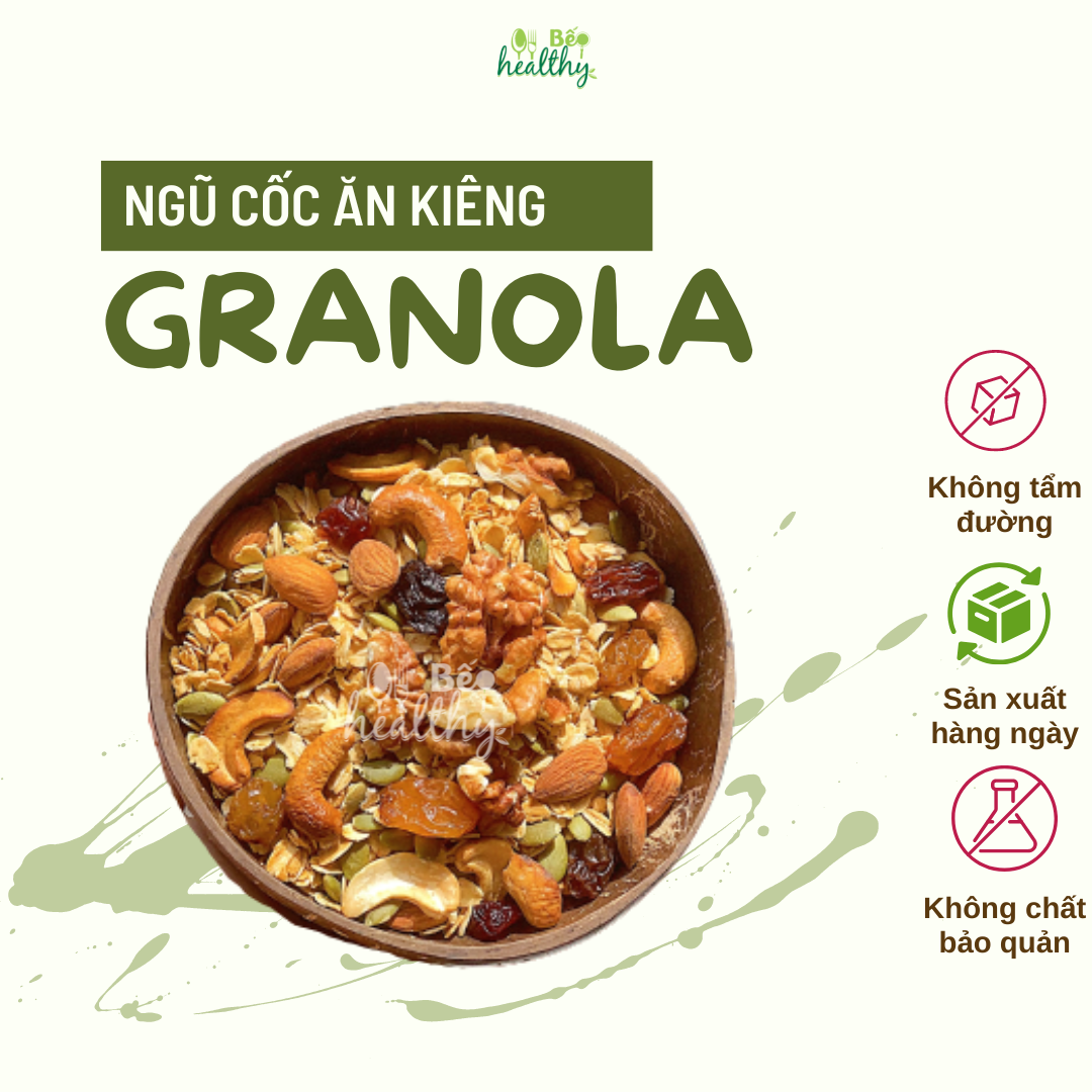 Granola siêu hạt ngũ cốc ăn kiêng không đường eat clean - Bếp healthy Hà Nội