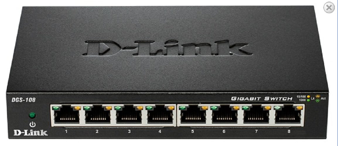 Switch DLink 8P 1Gigabit (DGS-108GL, vỏ sắt) chính hãng
