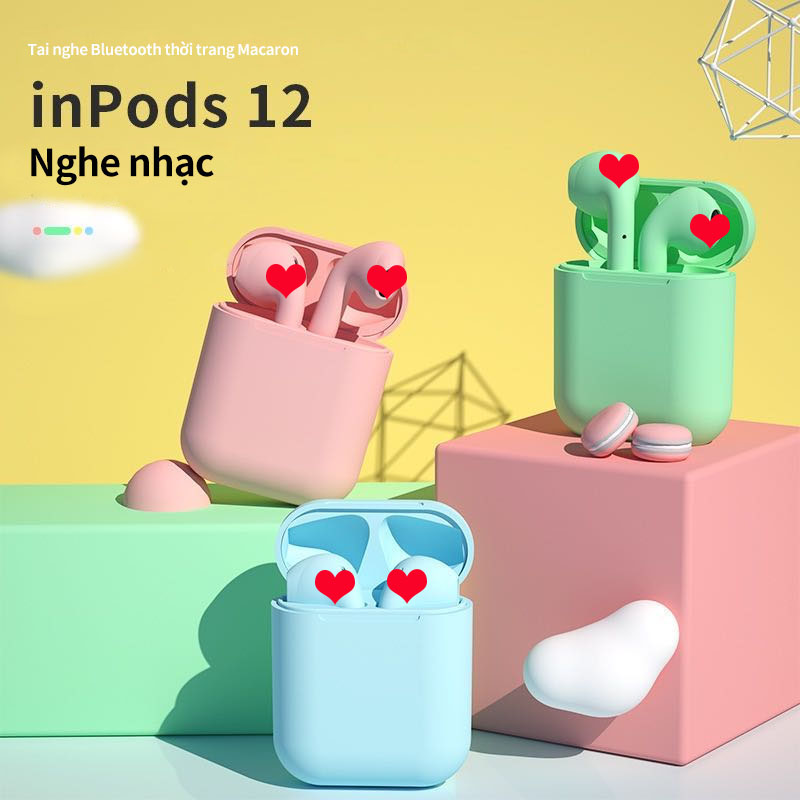 Tai nghe Bluetooth inpods i12 Bản Cao Cấp Chip 5.0 Bluetooth, Tai Nghe Bluetooth Không Dây I12s hay hơn i7s, i9s, i11s , Tai Nghe Bluetooth Nhét Tai, Tai nghe bluetooth pin trâu cho samsung/oppo/xiaomi/iphone-