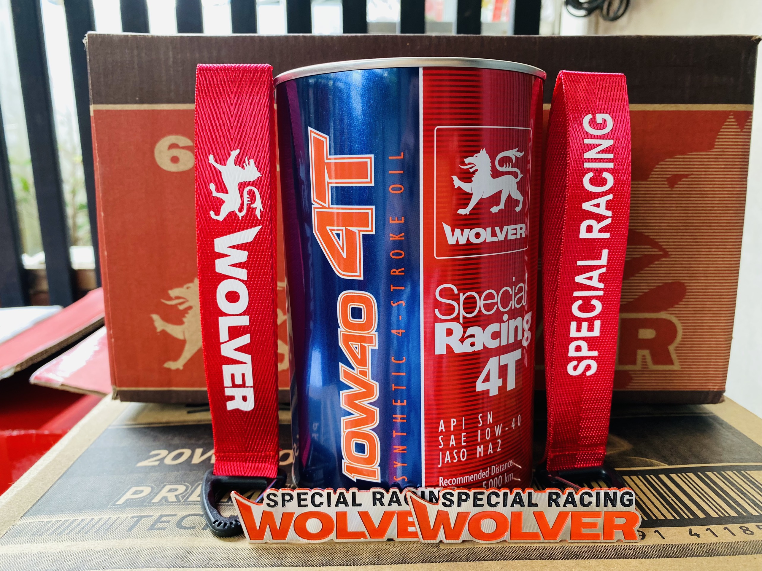 [HCM][Quà Tặng Wolver] Tem dán nhôm xướt titan (keo dán 3M siêu chắc) Móc khóa dây vải WOLVER Special Racing