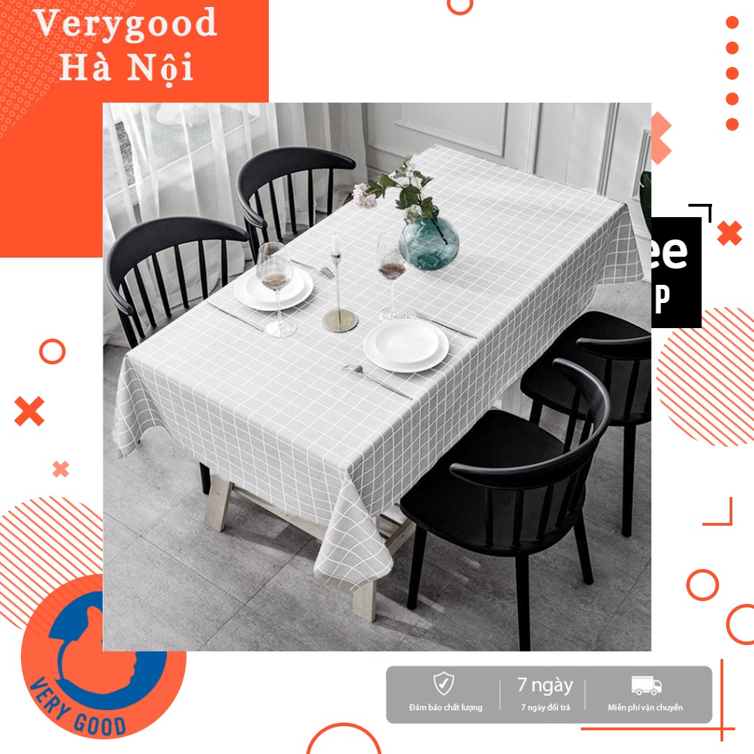 Khăn trải bàn vintage kẻ caro nhựa PVC chống thấm nước _Verygood Hà Nội_decor bàn ăn bàn học bàn uống nước trà phòng khách và làm việc sang trọng nhiều kích thước lớn nhỏ phù hợp nhiều loại bàn tròn vuông chữ nhật oval