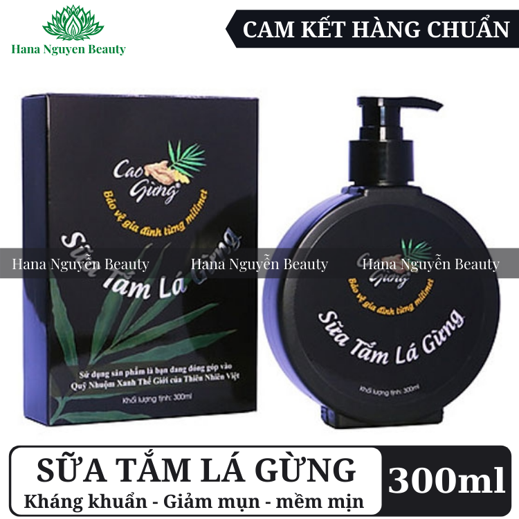Sữa tắm thảo dược Lá Gừng THIÊN NHIÊN VIỆT 300ML - Làm sạch, kháng khuẩn, tránh gió, chống cảm, mềm mịn da
