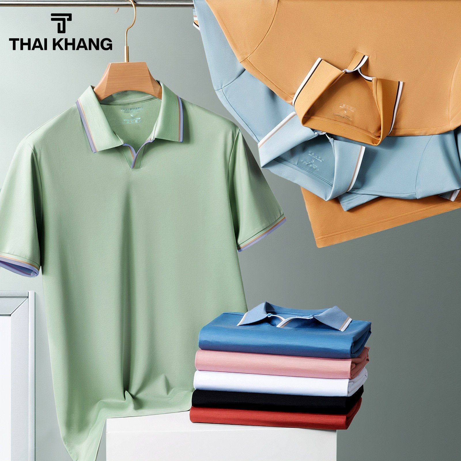 Áo thun polo nam thái khang vải cotton tc 4 chiều vải mềm mát apolo17
