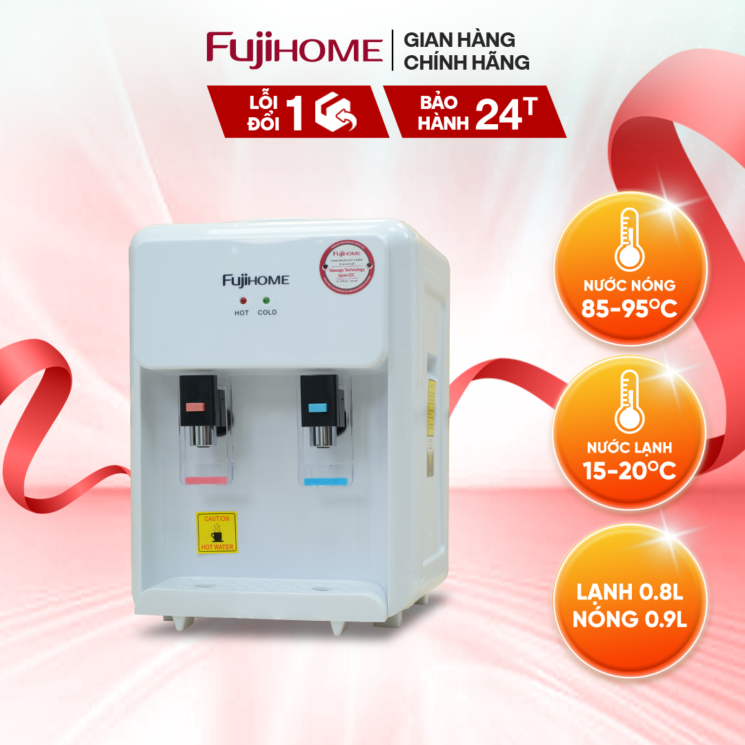 Cây nước nóng lạnh để bàn mini FUJIHOME WD201E làm lạnh bằng chip - Bảo hành 24 tháng, thiết kế nhỏ gọn tiện lợi