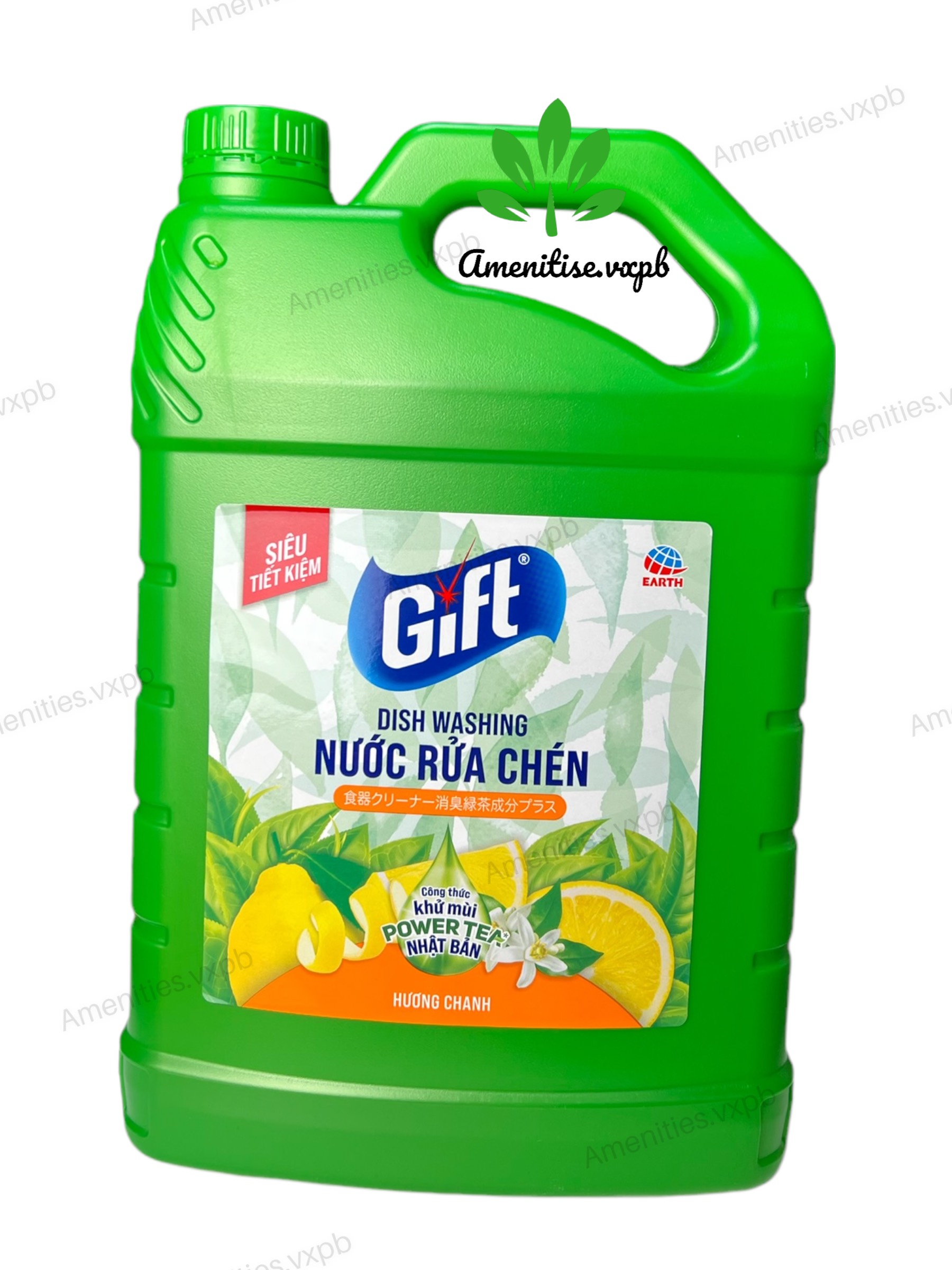 Nước rửa chén bát Gift hương chanh/Trà xanh can 3,8L tiết kiệm