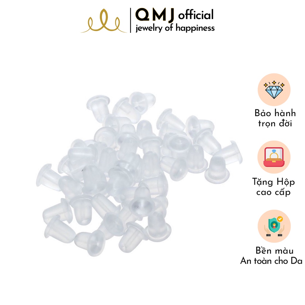 QMJ Chốt khuyên tai Cao su trong, phụ kiện thời trang nữ đẹp, chốt nụ khuyên tai đẩy