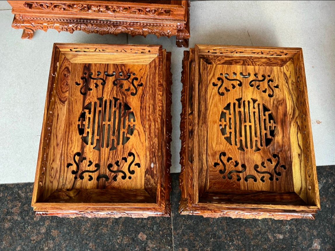 Khay trà chân quỳ gỗ cẩm ngang 46cm x 33cm