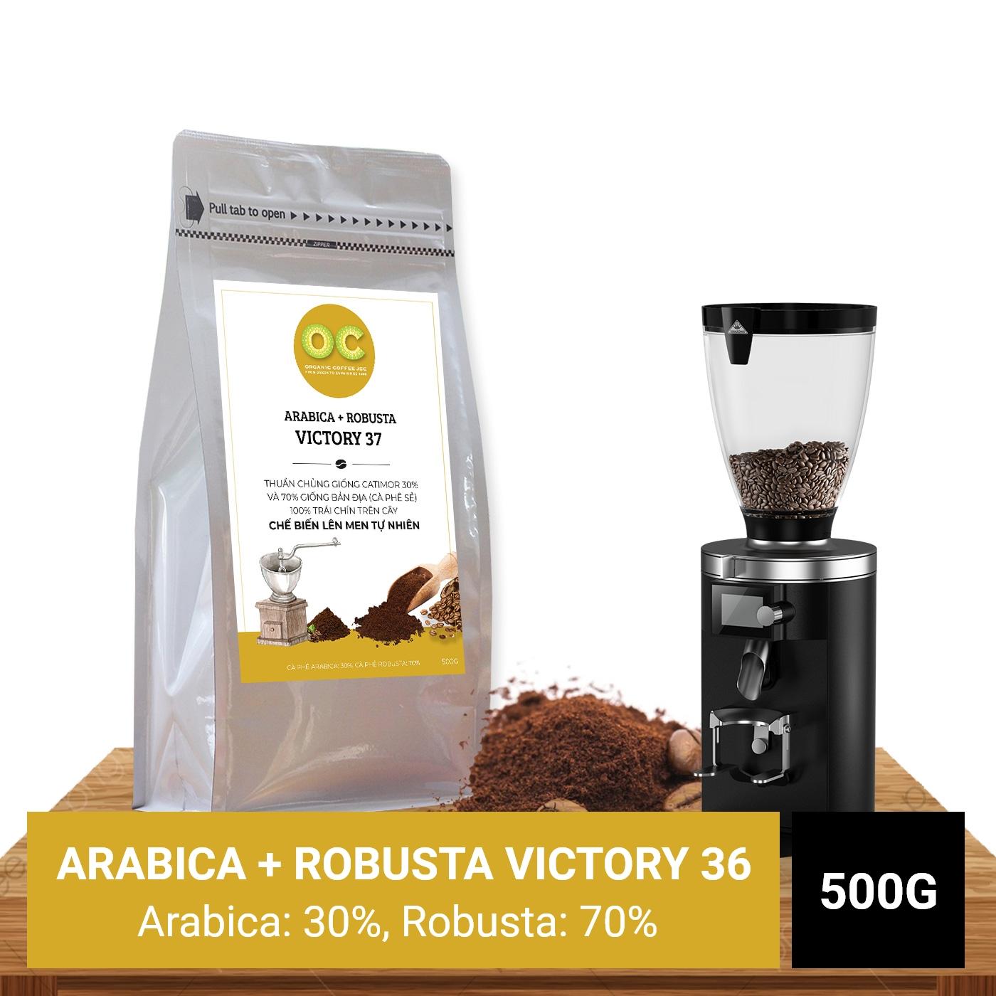 [HCM]ARABICA 30%& ROBUSTA 70%_CÀ PHÊ BỘT RANG ĐẬM OC ORGANIC COFFEE 500G