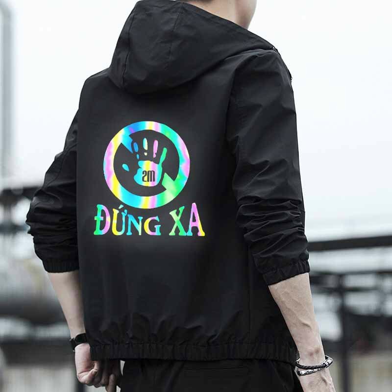 Áo khoác dù phản quang unisex 2m chất dù hai lớp có nón phối chữ phản quang siêu hot hit