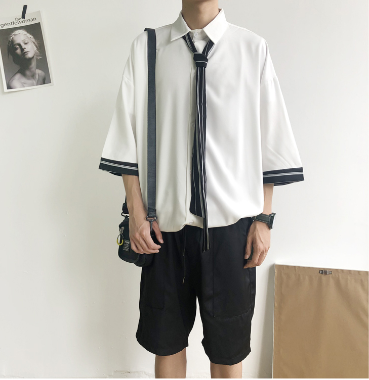 Áo Sơ Mi Nam Ngắn Tay Tặng Kèm Cavat Phong Cách Hàn Quốc Thanh Lịch Trẻ Trung 4HER AO SOMI NAM 9000015C2