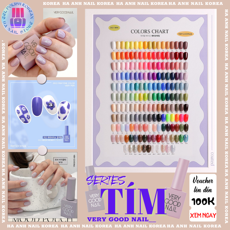 "Violet Colors Series - Very good Nail": Sơn Gel cao cấp Hàn quốc tone màu Tím Very good nail 100% chính hãng