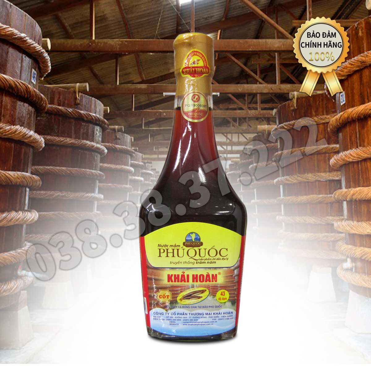 Nước mắm phú quốc khải hoàn 43 độ đạm chai 205ml