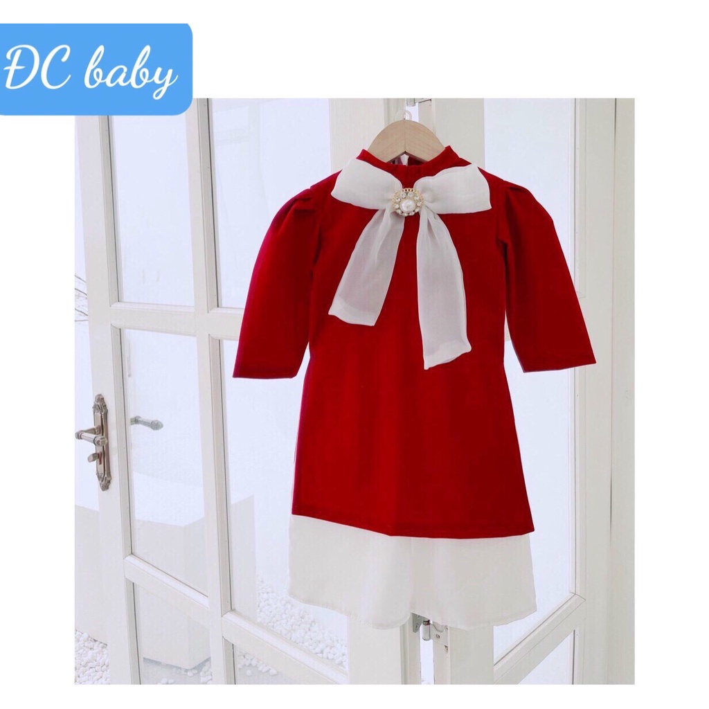 BỘ ÁO DÀI ĐỎ NHUNG CHO BÉ GÁI TỪ 8-20KG