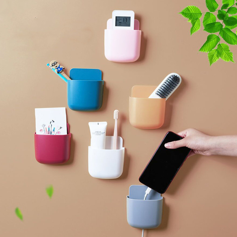 Hộp Nhựa Dán  Tường Để Đồ Đa Năng , Kệ Sạc Điện Thoại Kèm Sticker Siêu Hot