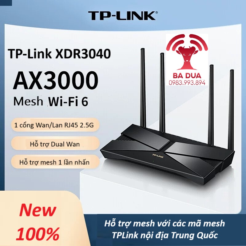 Bộ Phát Wifi Mesh Wifi 6 Dual Wan Gigabit Tplink TP-Link XDR3040 AX3000