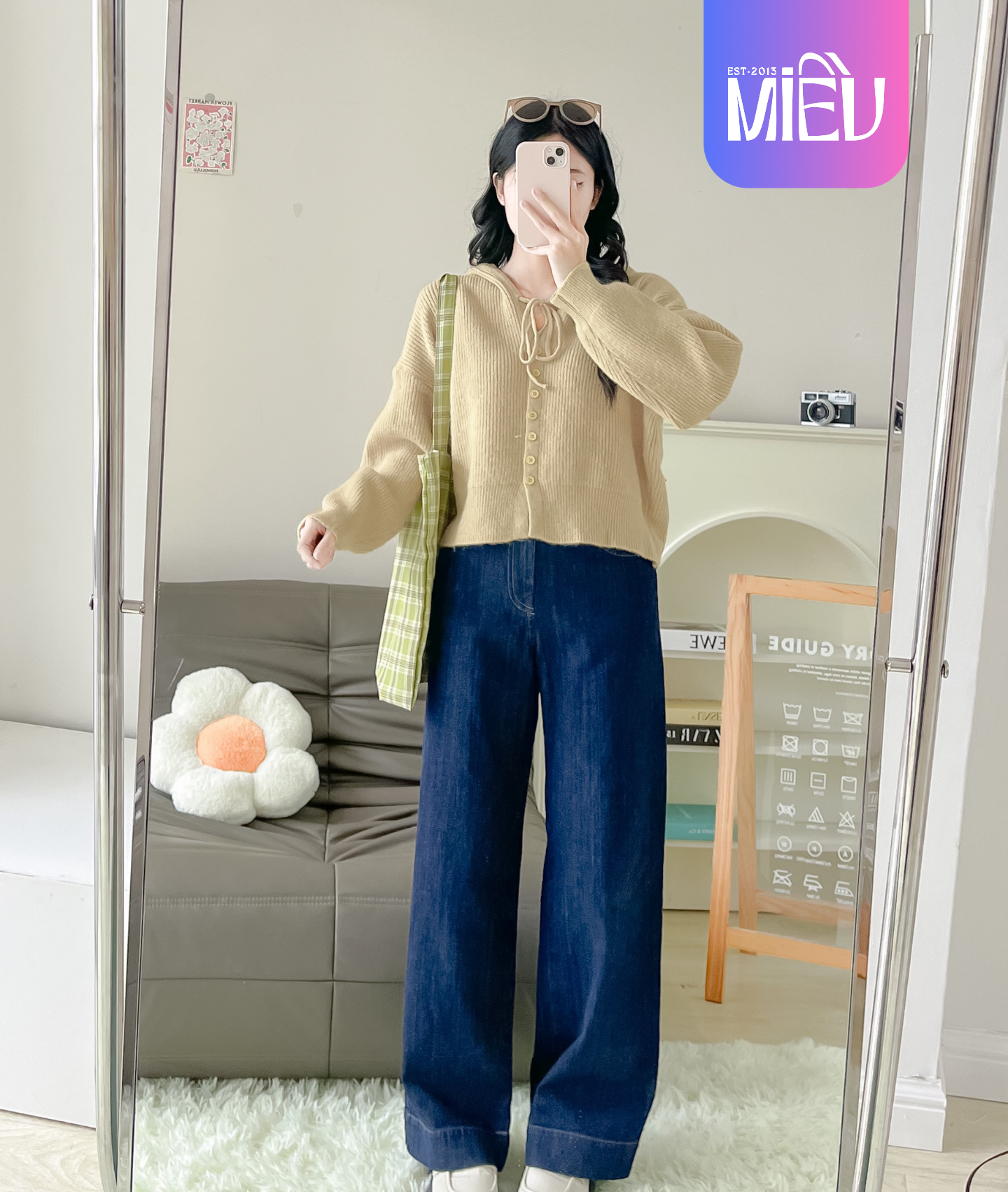 Quần jean dài nữ ống rộng Clerk Long Jean
