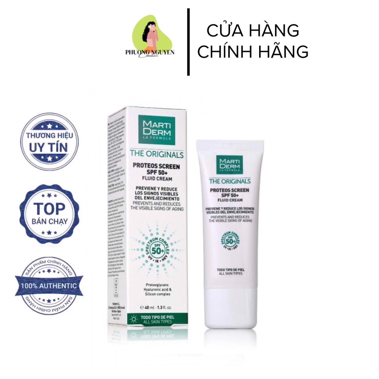 Kem chống nắng MartiDerm The Originals Proteos Screen SPF50+,Kem Chống Nắng Phổ Rộng Ngừa Lão Hóa