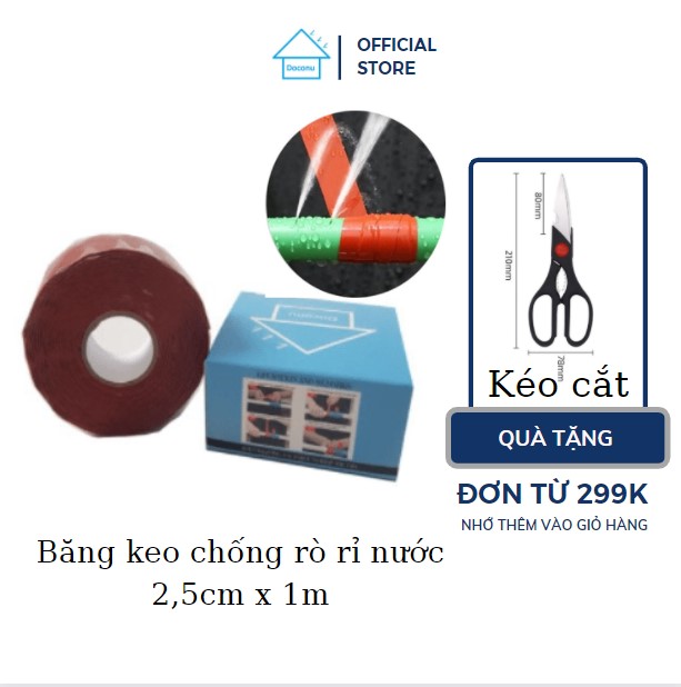 Băng keo| chống rò rỉ nước - chống thấm - quấn ống - siêu dính | 2.5cm x 1m | DOCONU - Băng keo chống rò rỉ nước băng keo chống thấm băng keo siêu dính vá lỗ thủng ống nước băng keo dán chống nước [