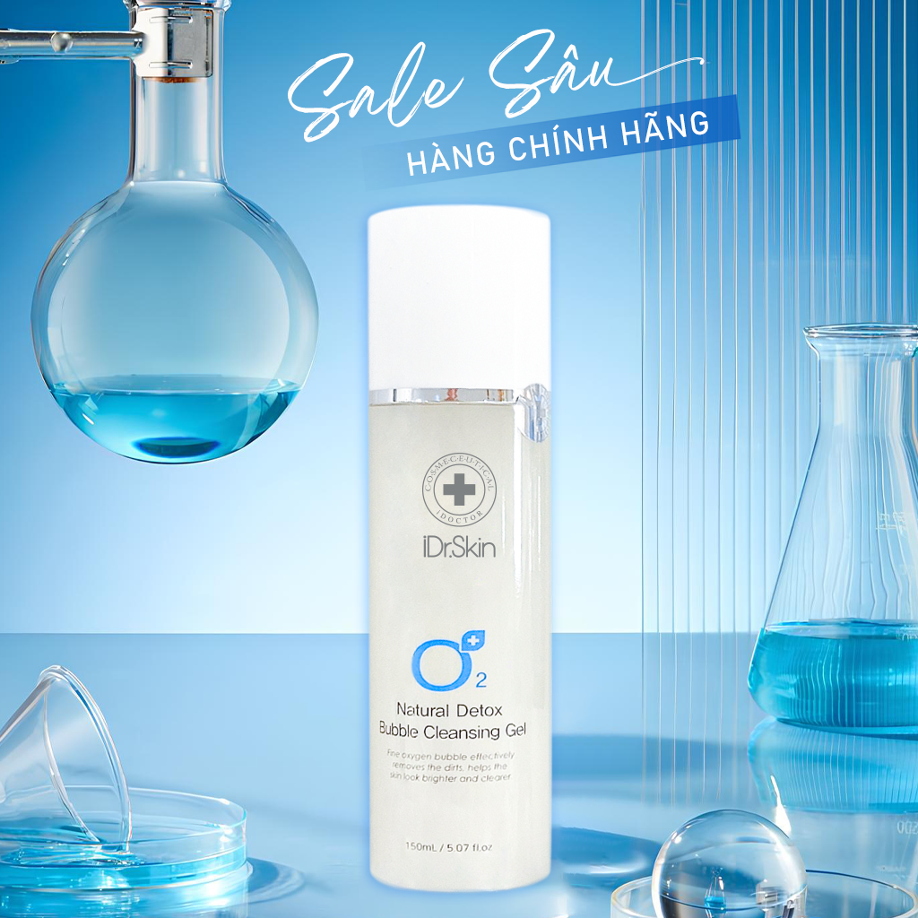 Sữa rửa mặt Detox O2 IDr Skin_ IDr Skin O2 Natural Detox Bubble Cleansing Gel giúp loại bỏ độc tố, bụi bẩn
