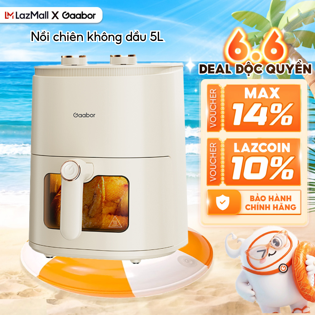 Nồi chiên không dầu dung tích 5L màu Pastel Gaabor AF-45M01A chiên gà 1.8kg chín đều thức ăn - Bảo hành 12 tháng 1 đổi 1