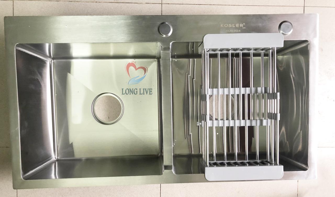 Chậu rửa bát inox 304 đúc nguyên khối 78 x 43cm 2 hố cân