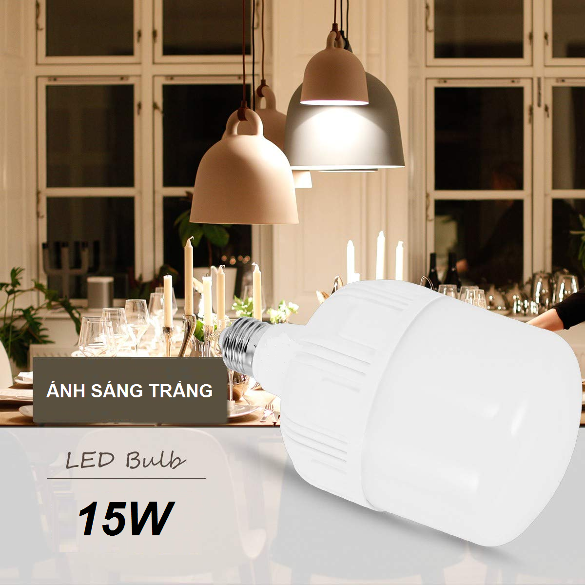 Bóng đèn led trụ 15w trắng