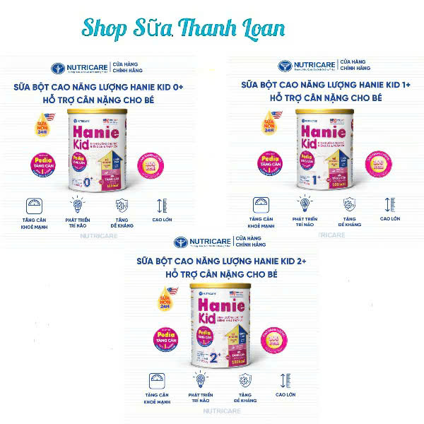 HSD T7-2027 Sữa Bột Nutricare Hanie Kid 0+ 1+ 2+ Lon 800g 8500g Cho Trẻ Biếng Ăn & Suy Dinh Dưỡng.