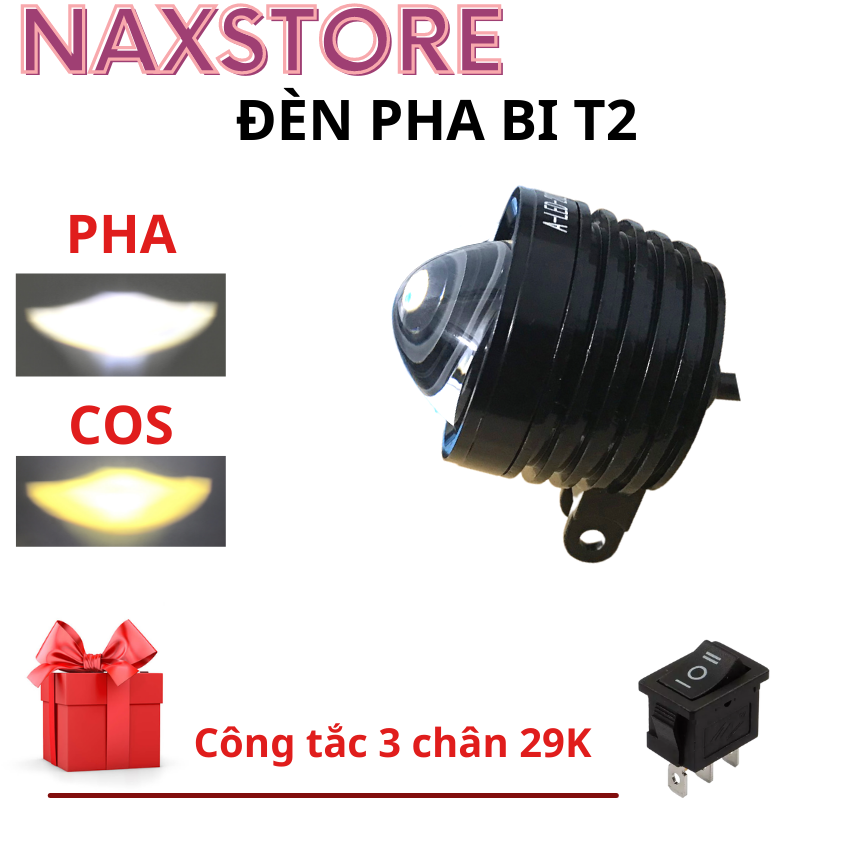 Đèn trợ sáng bi cầu cos vàng pha trắng cắt sáng gom phù hợp lắp cho cả xe máy và xe điện