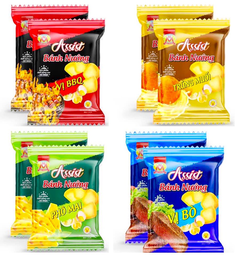 Assist _ túi 500g bánh nướng tứ vị phô mai, 4 vị phô mai – trứng muối – bò nướng – bbq, món ăn vặt thơm lừng