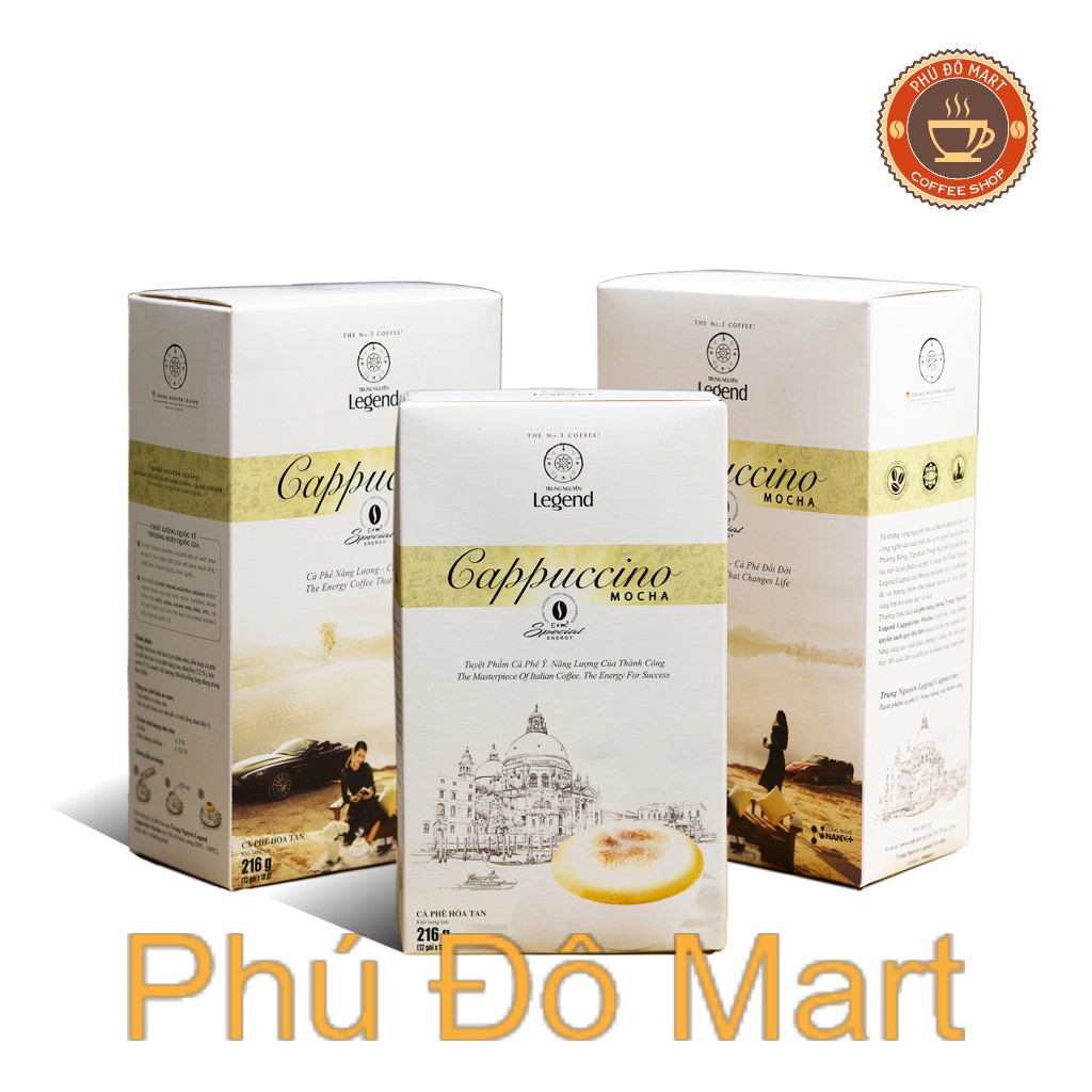 ( Freeship ) Combo 12 Hộp Cà phê Sữa Trung Nguyên Legend Cappuccino vị Mocha/Hazenut/ Coconut hộp 12 goi sticks 18gr
