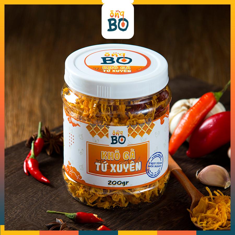 Khô Gà Tứ Xuyên Ông Bo Cao Cấp loại 1 (200g) đóng hũ sạch sẽ tem nhãn đầy đủ
