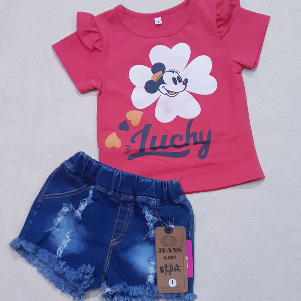 Sét bộ quần jean áo thun cho bé gái