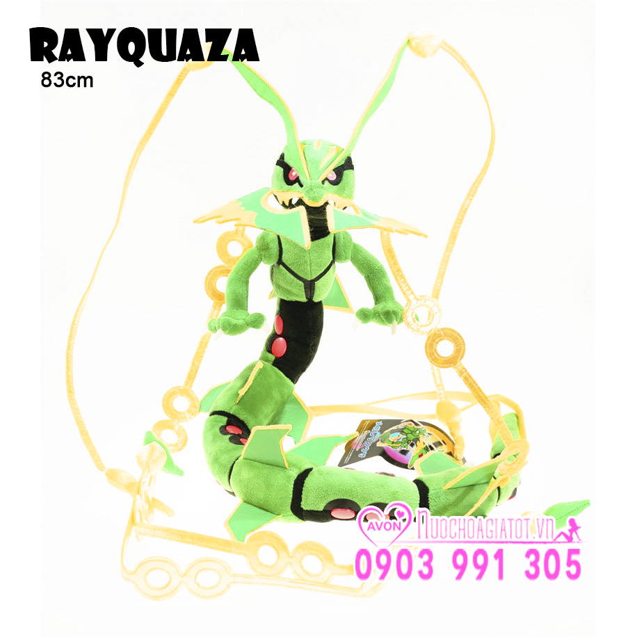 [HCM]TẶNG TÚI QUÀ - GẤU BÔNG POKEMON HUYỀN THOẠI THẦN BẦU TRỜI RỒNG SẤM SÉT RAYQUAZA DÀI 85CM