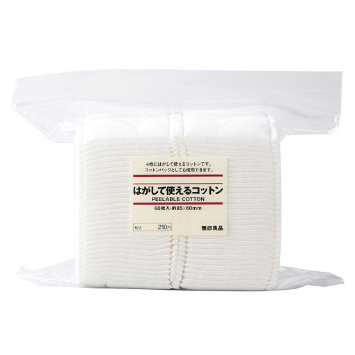 BÔNG TẨY TRANG MUJI NHẬT BẢN (LOẠI MIẾNG TO DẬP VIỀN - 60 MIẾNG/TÚI) - HÀNG NỘI ĐỊA NHẬT